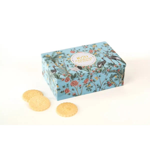 Assortiment sablés nature, tout chocolat et pépites de citron - boite métal "Invitation au voyage" 300g