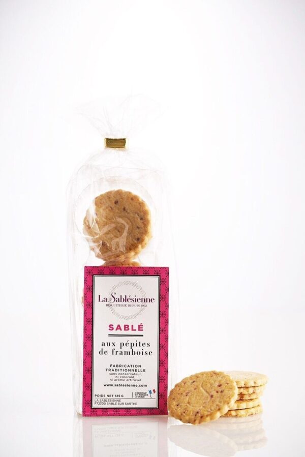 Biscuits sablés pépites de framboise - sachet 125g