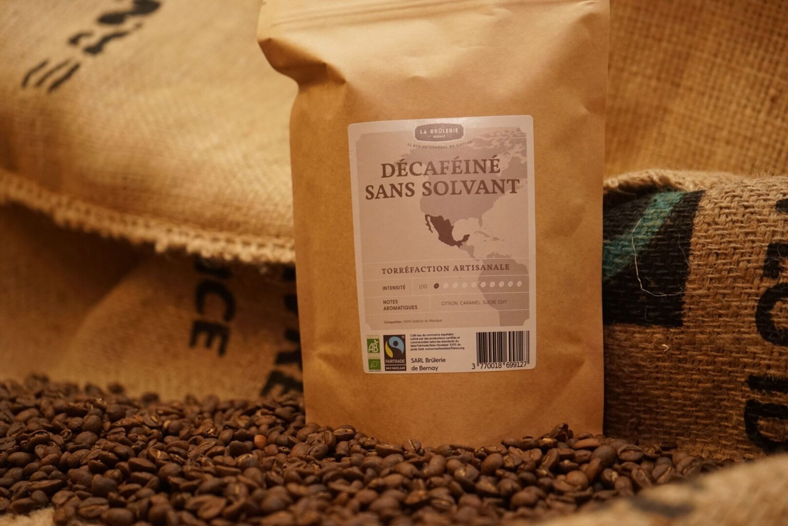 Café décaféiné sans solvant bio et équitable Grain