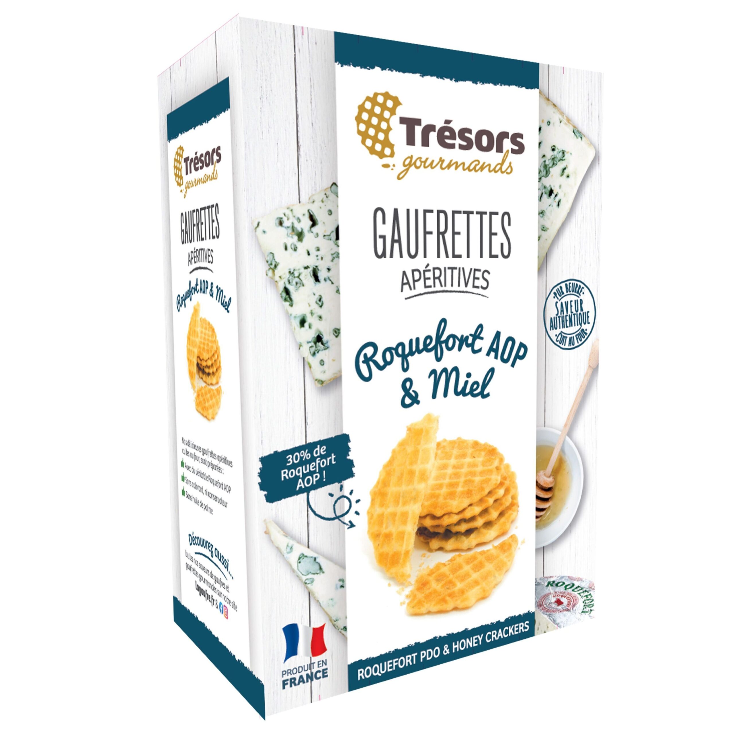 Gaufrettes apéritives Roquefort Miel - 60g
